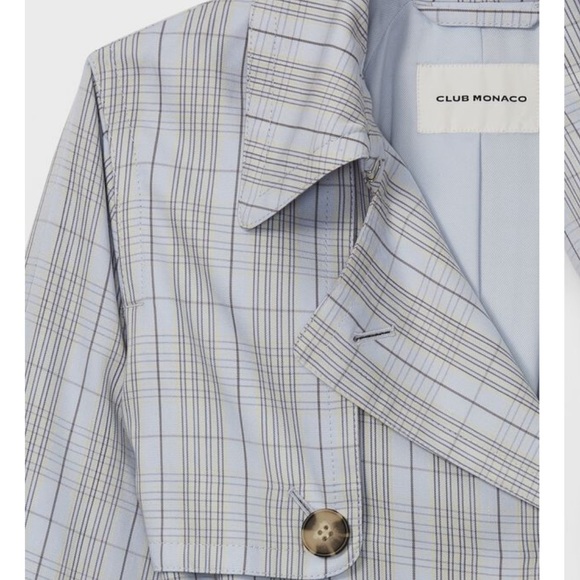 Club Monaco Plaid Everywhere Trench Coat - Picture 4 of 7